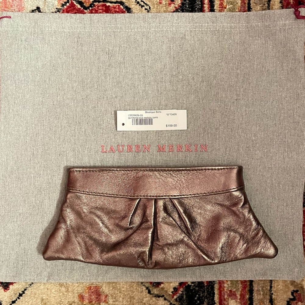 NWT Lauren Merkin Copper clutch